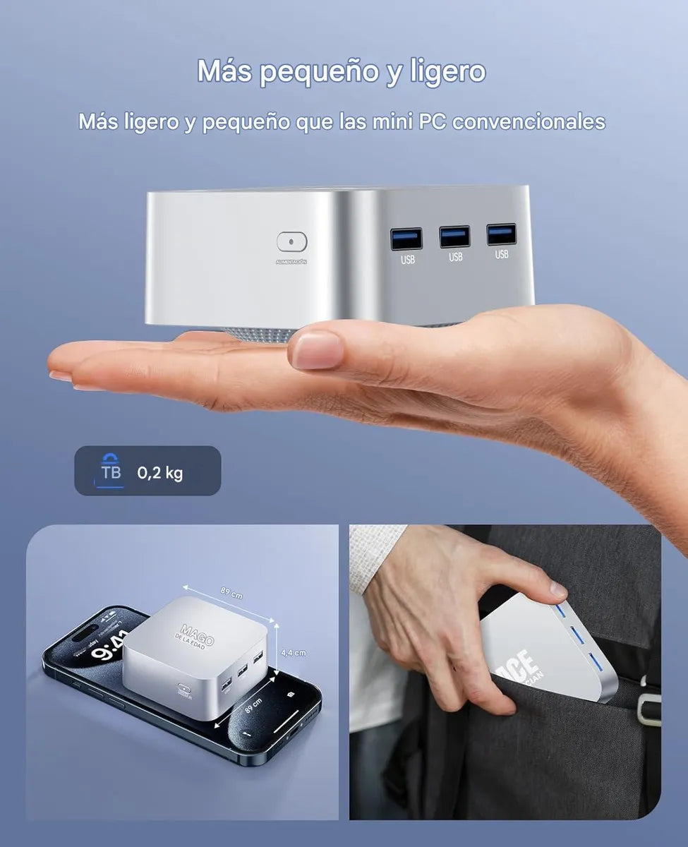 Mini PC AceMagician T8Plus – Intel N100 · 12 GB · 256 GB SSD · Win 11  - Gris [prt-187]