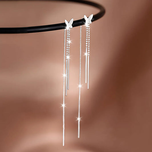Aretes Mariposa con Colgante (plata 925) [prt-145]