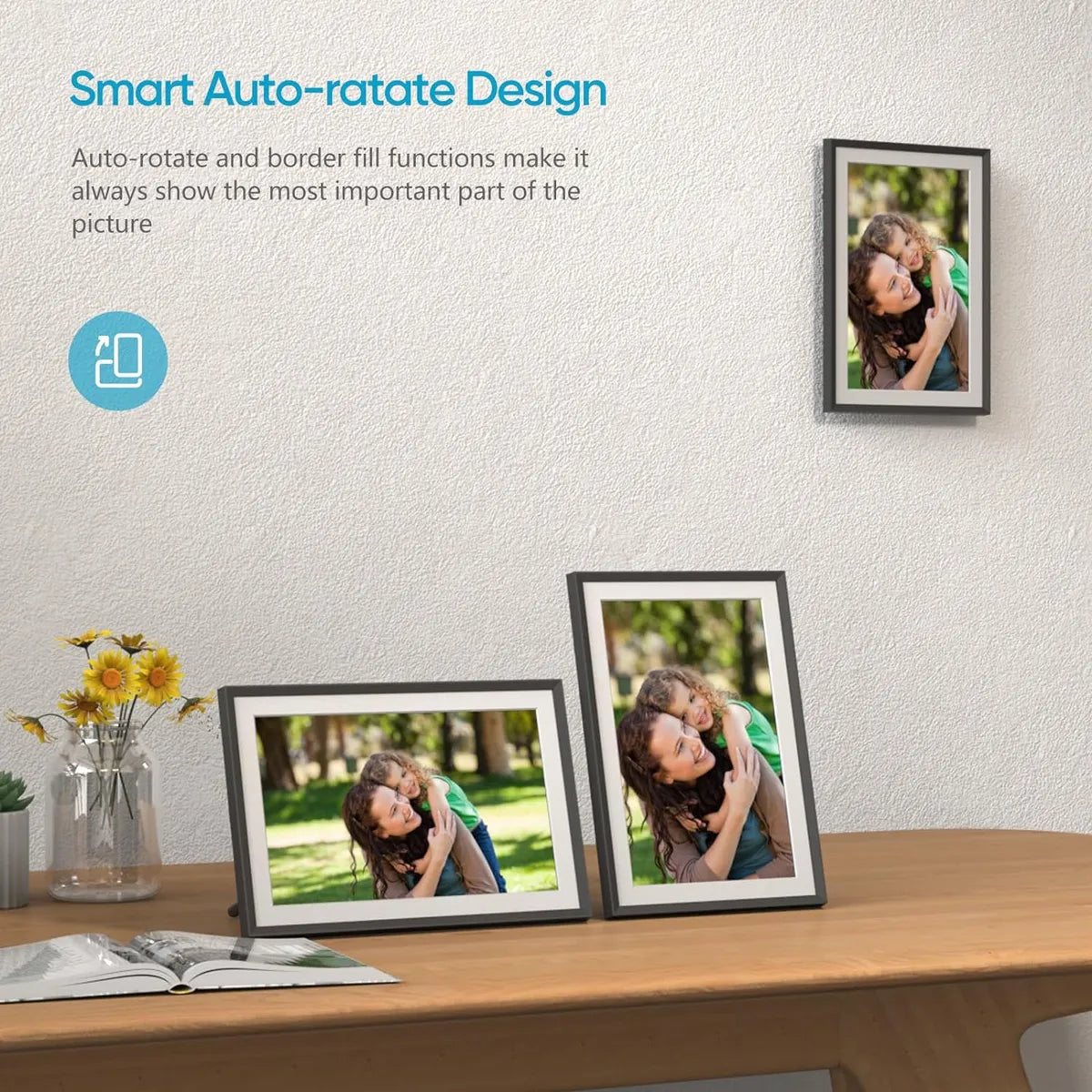Arzopa -  Marco De Fotos Digital Inteligente 10.1" con WiFi, App Frameo – Pantalla Táctil IPS, 1280x800, 32 GB, Rotación Automática [prt-193]