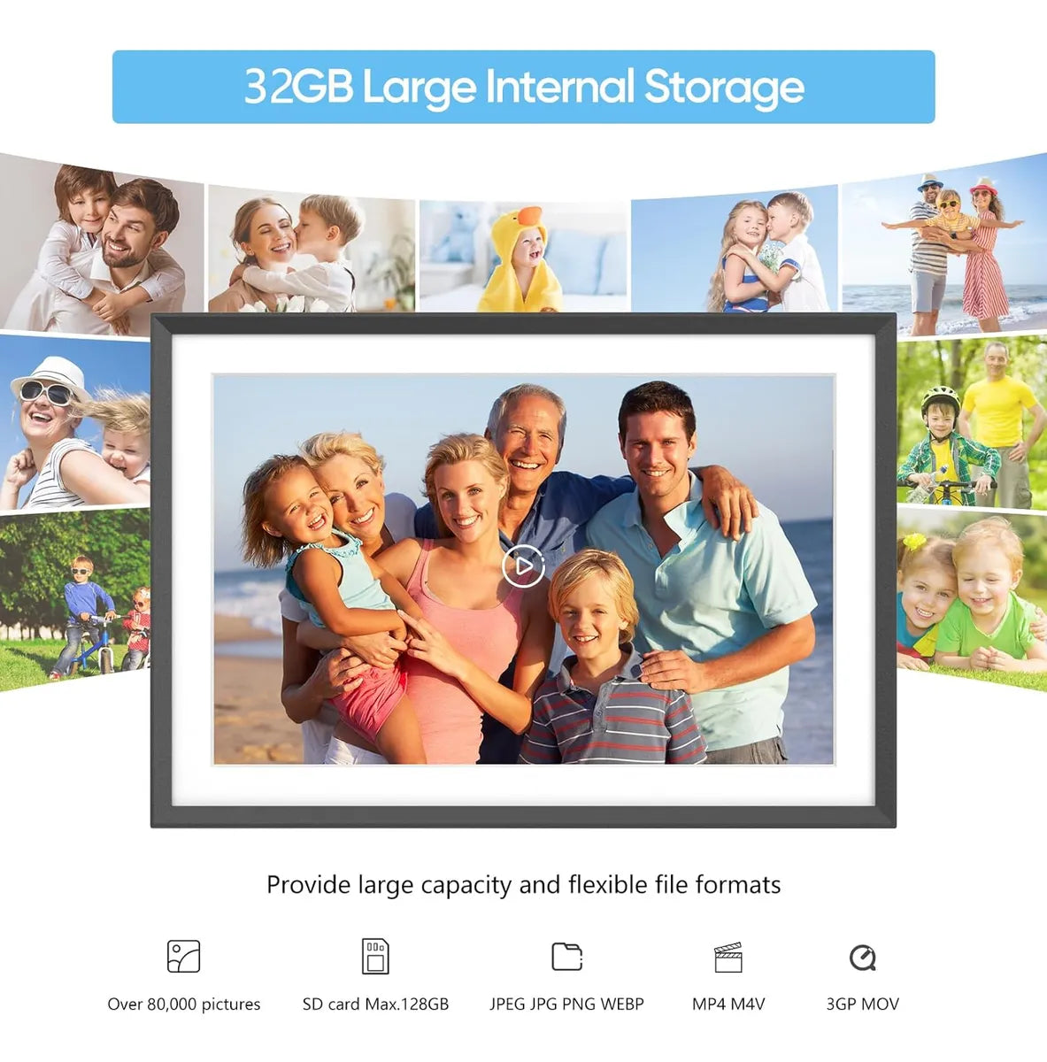 Arzopa -  Marco De Fotos Digital Inteligente 10.1" con WiFi, App Frameo – Pantalla Táctil IPS, 1280x800, 32 GB, Rotación Automática [prt-193]