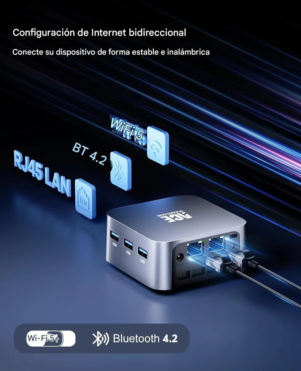 Mini PC AceMagician T8Plus – Intel N100 · 12 GB · 256 GB SSD · Win 11  - Gris [prt-187]