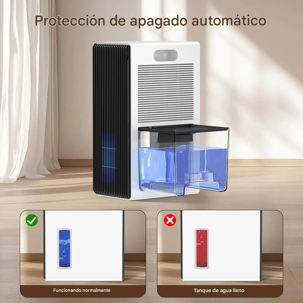 Deshumidificador Ninesky CT2 - Tanque de 2.8L (95oz), Cobertura 92 m², Apagado Automático [prt-139]
