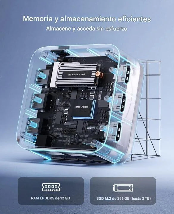Mini PC AceMagician T8Plus – Intel N100 · 12 GB · 256 GB SSD · Win 11  - Gris [prt-187]