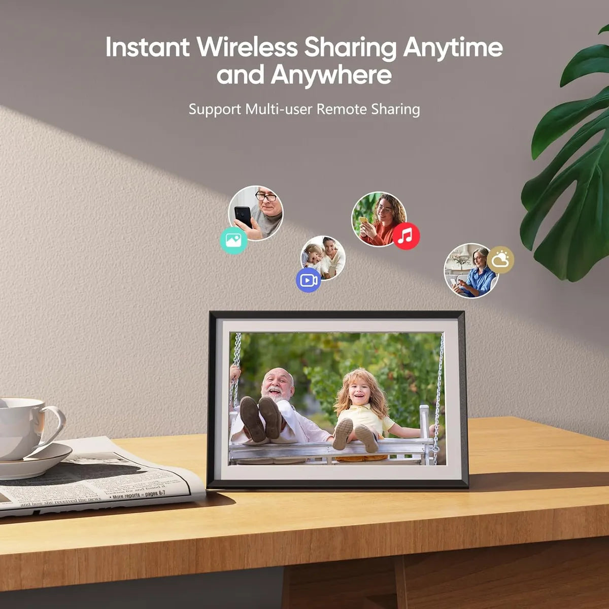 Arzopa -  Marco De Fotos Digital Inteligente 10.1" con WiFi, App Frameo – Pantalla Táctil IPS, 1280x800, 32 GB, Rotación Automática [prt-193]