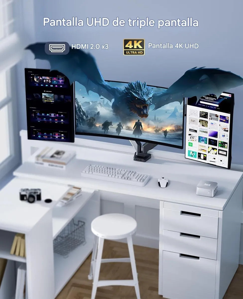 Mini PC AceMagician T8Plus – Intel N100 · 12 GB · 256 GB SSD · Win 11  - Gris [prt-187]
