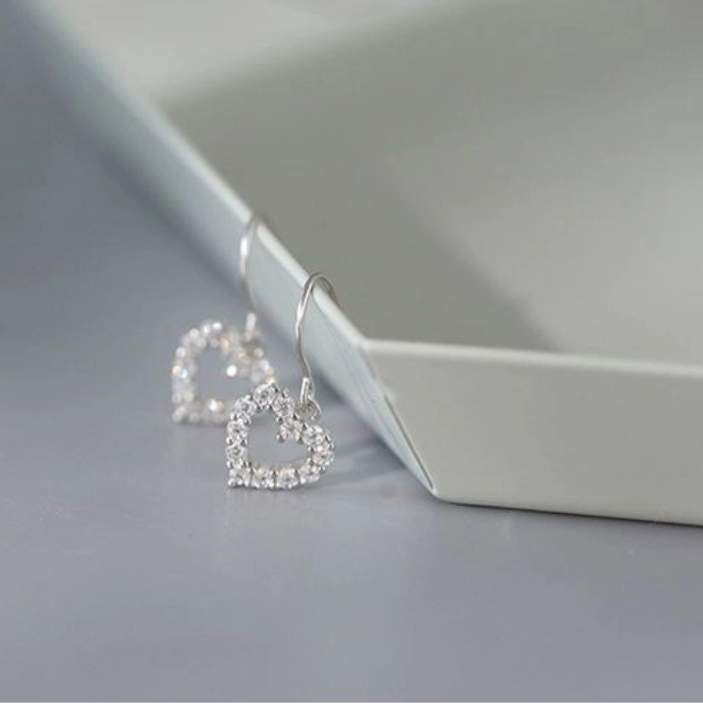 Aretes de Corazón con Pedrería (plata 925) [prt-74]