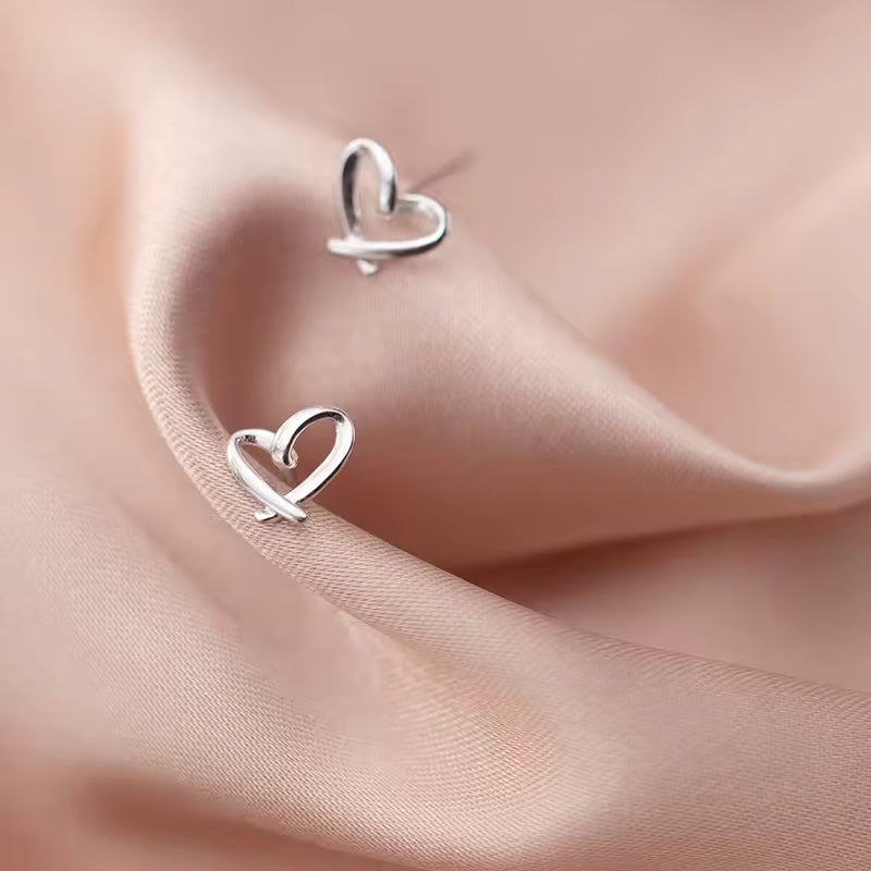 Aretes de Corazón Entrelazado (plata 925) [prt-229]