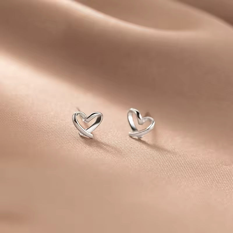 Aretes de Corazón Entrelazado (plata 925) [prt-229]