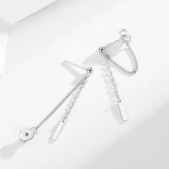 Aretes Cadena Line con colgante posterior unido (plata 925) [prt-169]