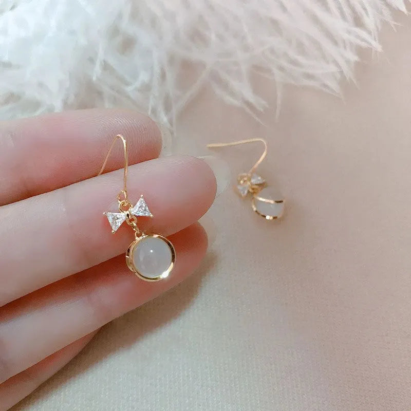 Aretes con Cats Eye y Lazo (plata 925) [prt-80]