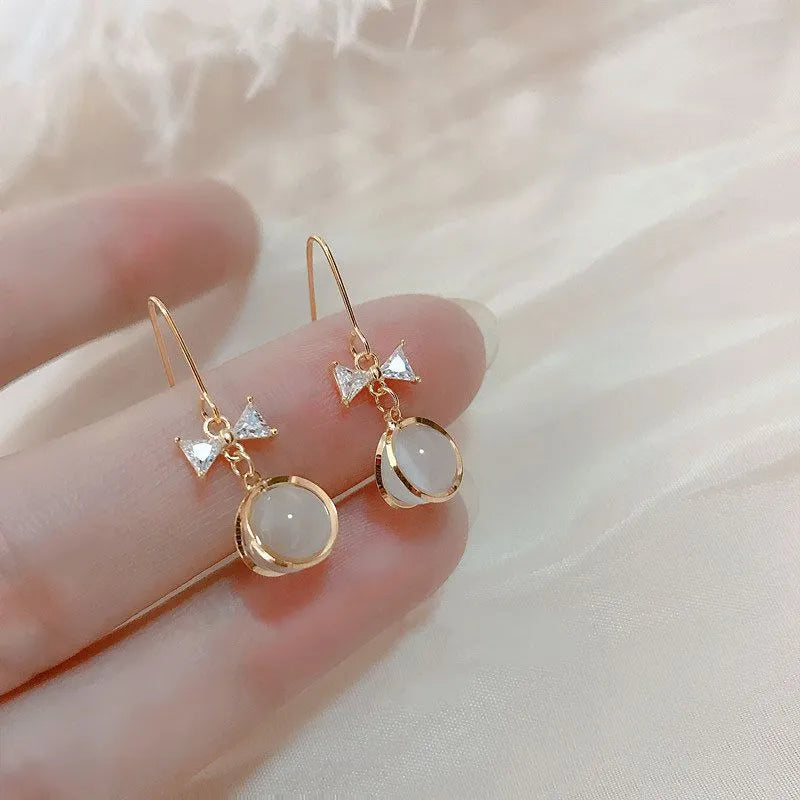 Aretes con Cats Eye y Lazo (plata 925) [prt-80]