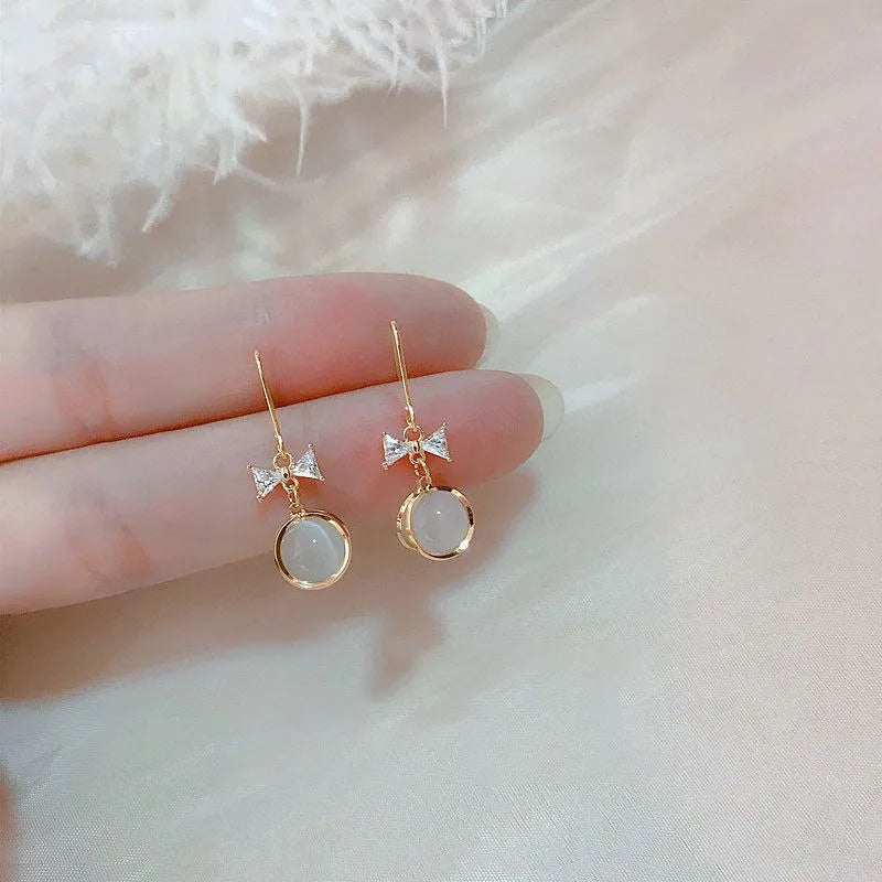 Aretes con Cats Eye y Lazo (plata 925) [prt-80]