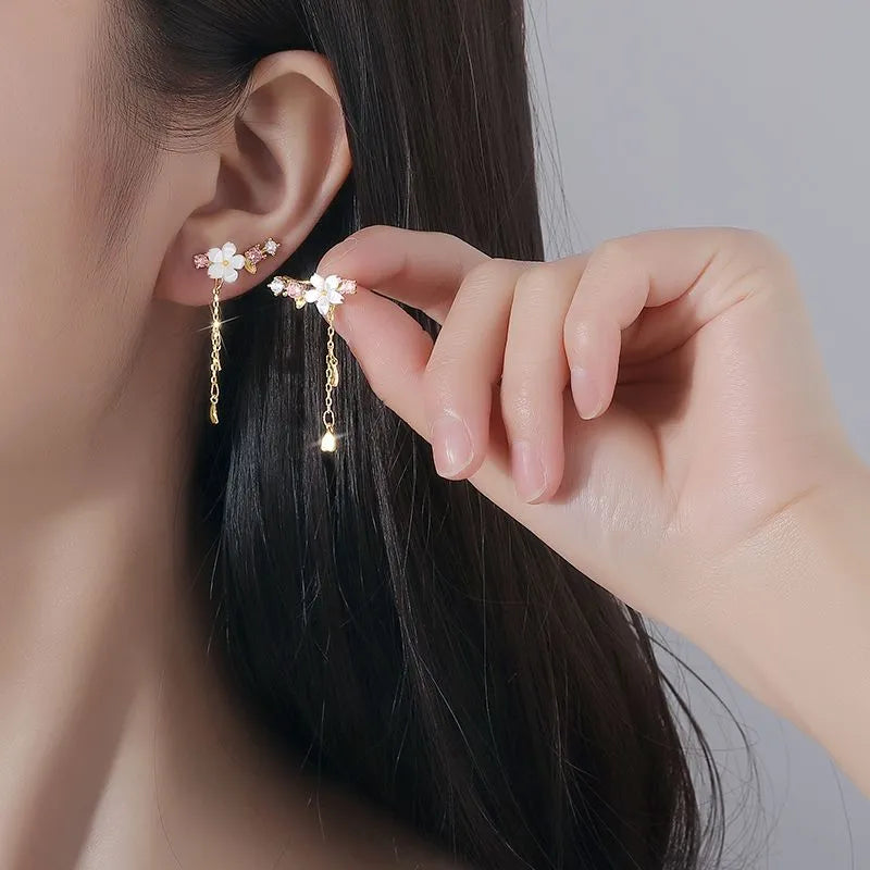 Pendientes Sakura (color plateado) (plata 925) [prt-81]