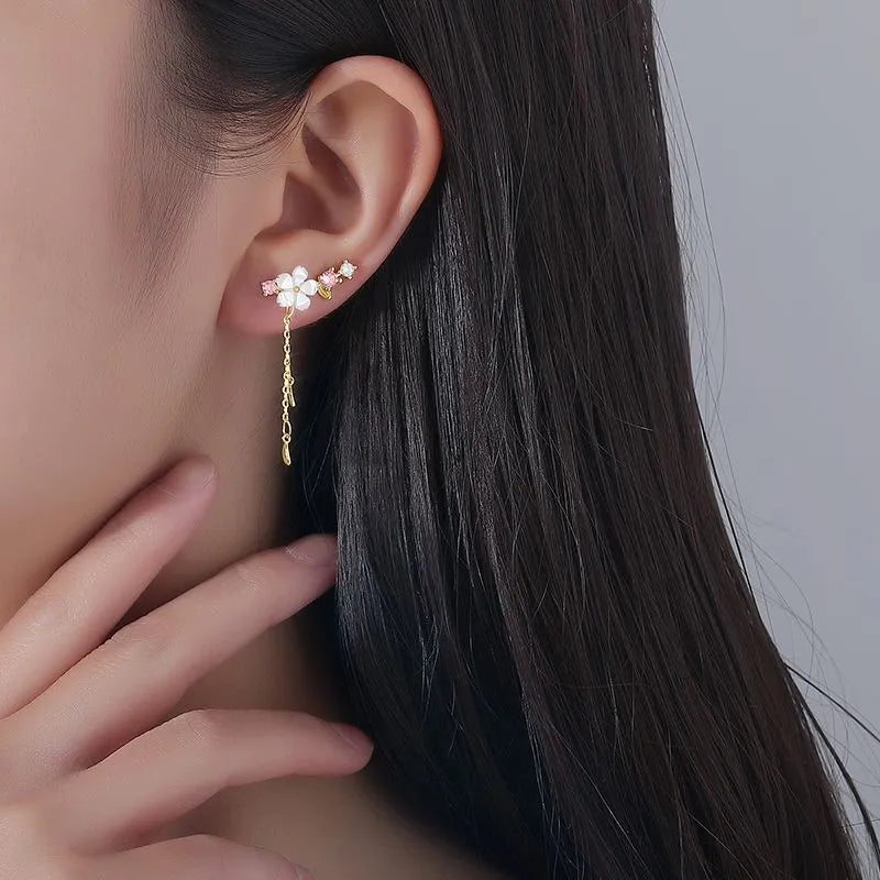 Pendientes Sakura (color plateado) (plata 925) [prt-81]