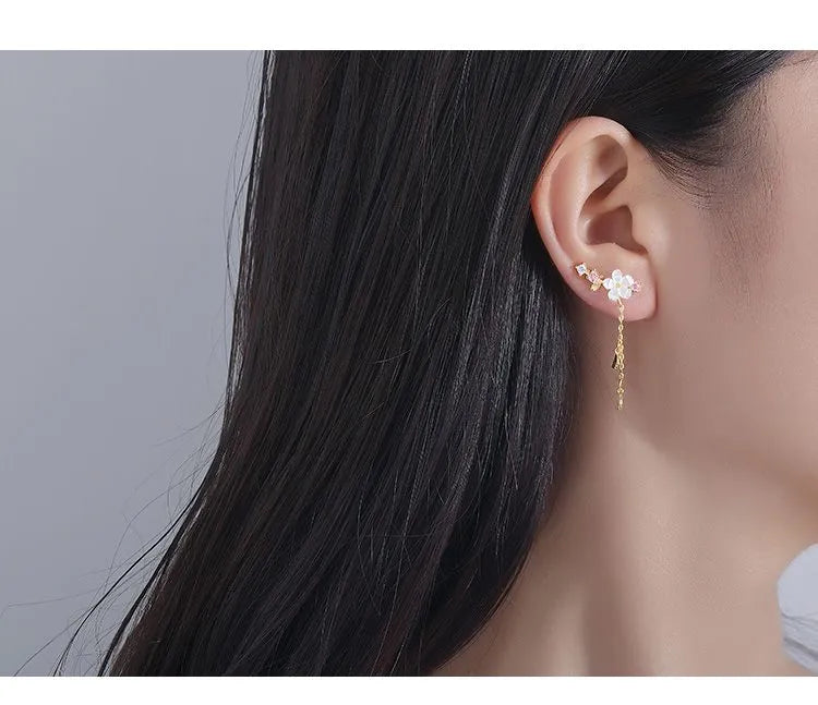 Pendientes Sakura (color plateado) (plata 925) [prt-81]