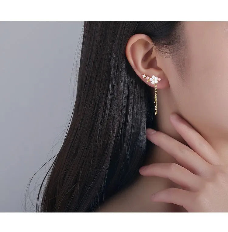 Pendientes Sakura (color plateado) (plata 925) [prt-81]