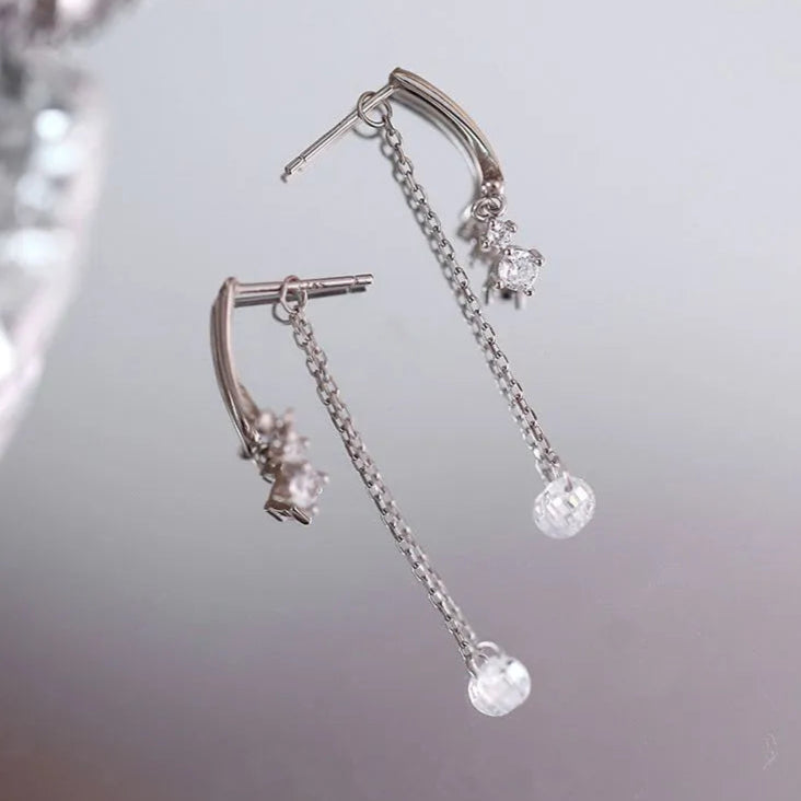 Aretes Destellos en Cadena (plata 925) [prt-143]