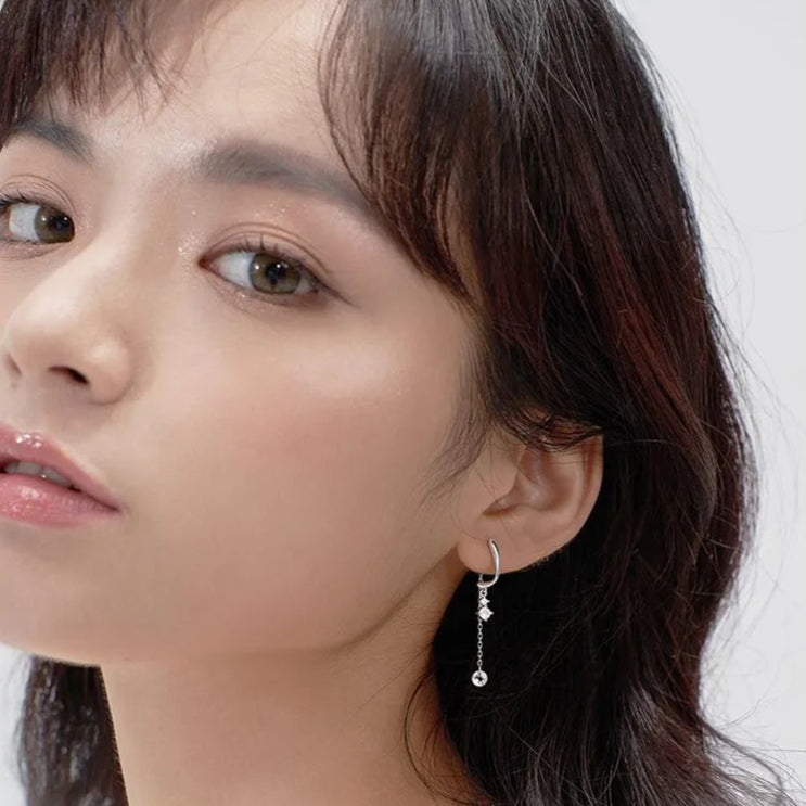 Aretes Destellos en Cadena (plata 925) [prt-143]