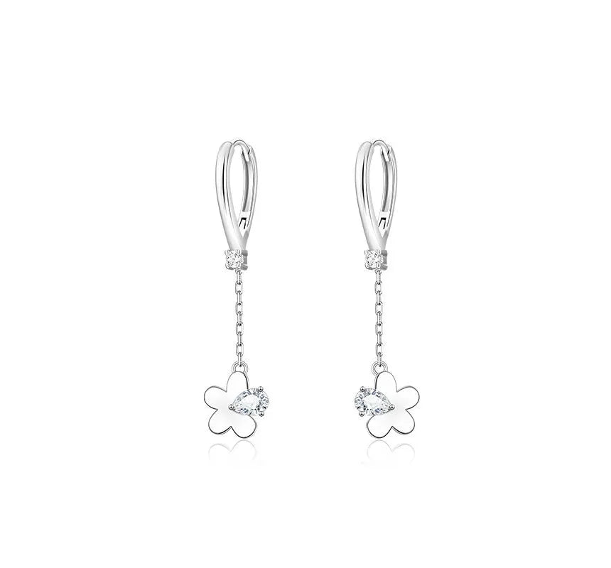Aretes Colgantes de Flor Silver Bloom (plata 925) [prt-85]