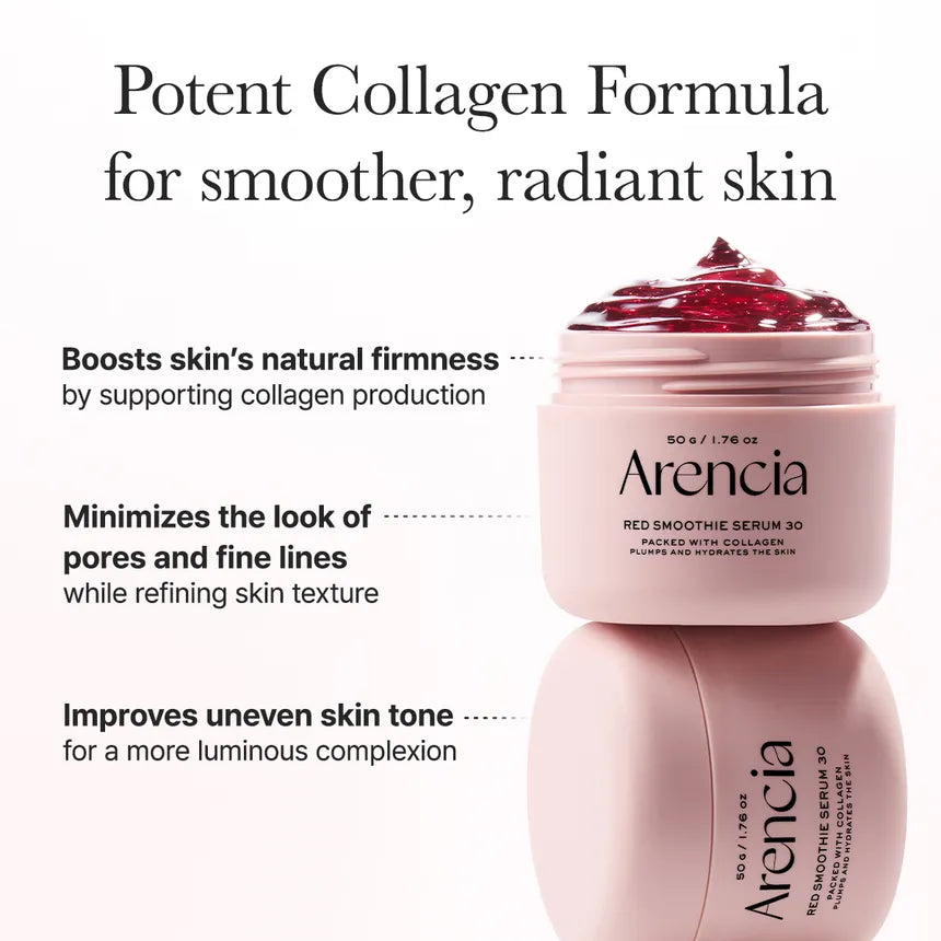 Arencia - Fresh Red Smoothie Serum 30 (50g) – Sérum reafirmante e iluminador con colágeno y niacinamida