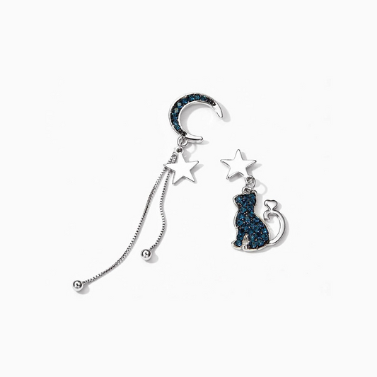 Gatito y luna azul (Brass y Plata 925) [prt-22]