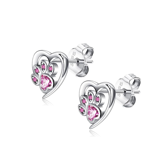 Huellita rosa en corazón (Plata 925) [prt-12]