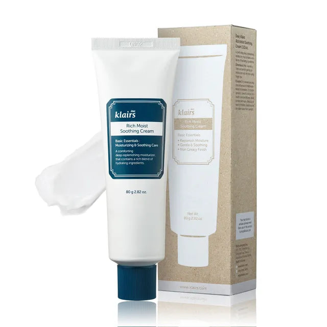 Dear, Klairs Rich Moist Soothing Cream JUMBO 80ml – Crema Calmante e Hidratante Renovada [prt-259]