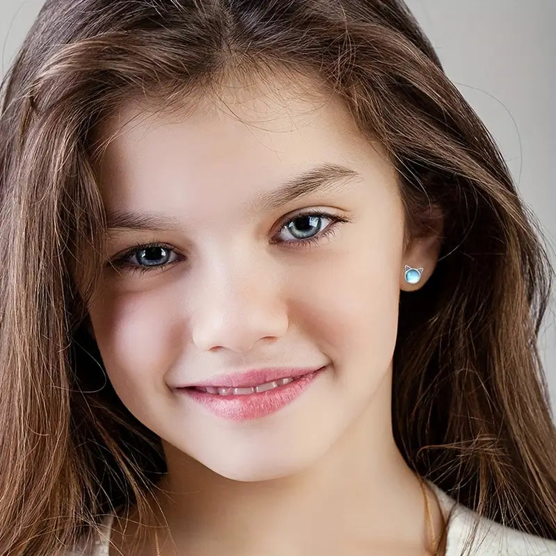 Aretes Gatito Lunar (plata 925) [prt-103]