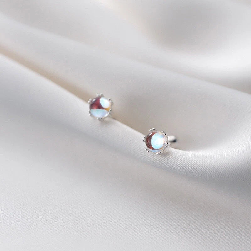 Aretes Piedra de Lunar Doble (plata 925) [prt-110]