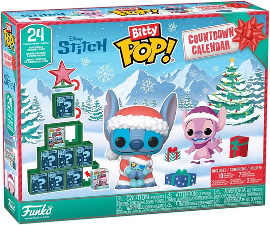 Funko Pop! Stitch Holiday, Calendario de festividades (cuenta regresiva), 24 mini figuras de vinilo Bitty Pop!