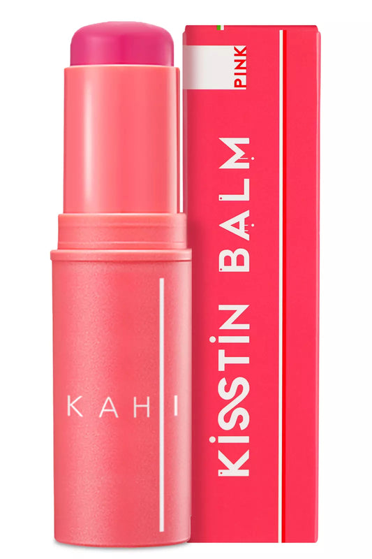 KAHI Kisstin Balm Pink Stick - Kisstin Bálsamo Rosa - Bálsamo Facial Refinador de Piel e Hidratante | Barra de Maquillaje Multiusos e Iluminador